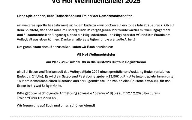 Weihnachtsfeier der VG Hof 2025