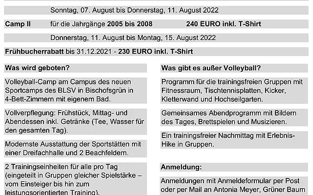 Volleyballcamp ist zurück !!